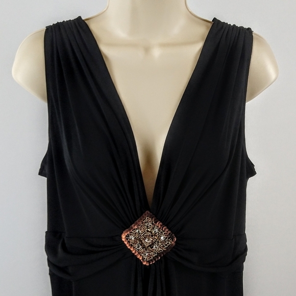 London Style Black Cocktail Dress with Embellished Empire Waist - Picture 5 of 11